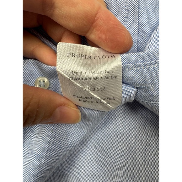Proper Cloth‎ Blue Oxford Dress Shirt J. Markham Custom 100% Cotton Long Sleeve - Picture 6 of 7
